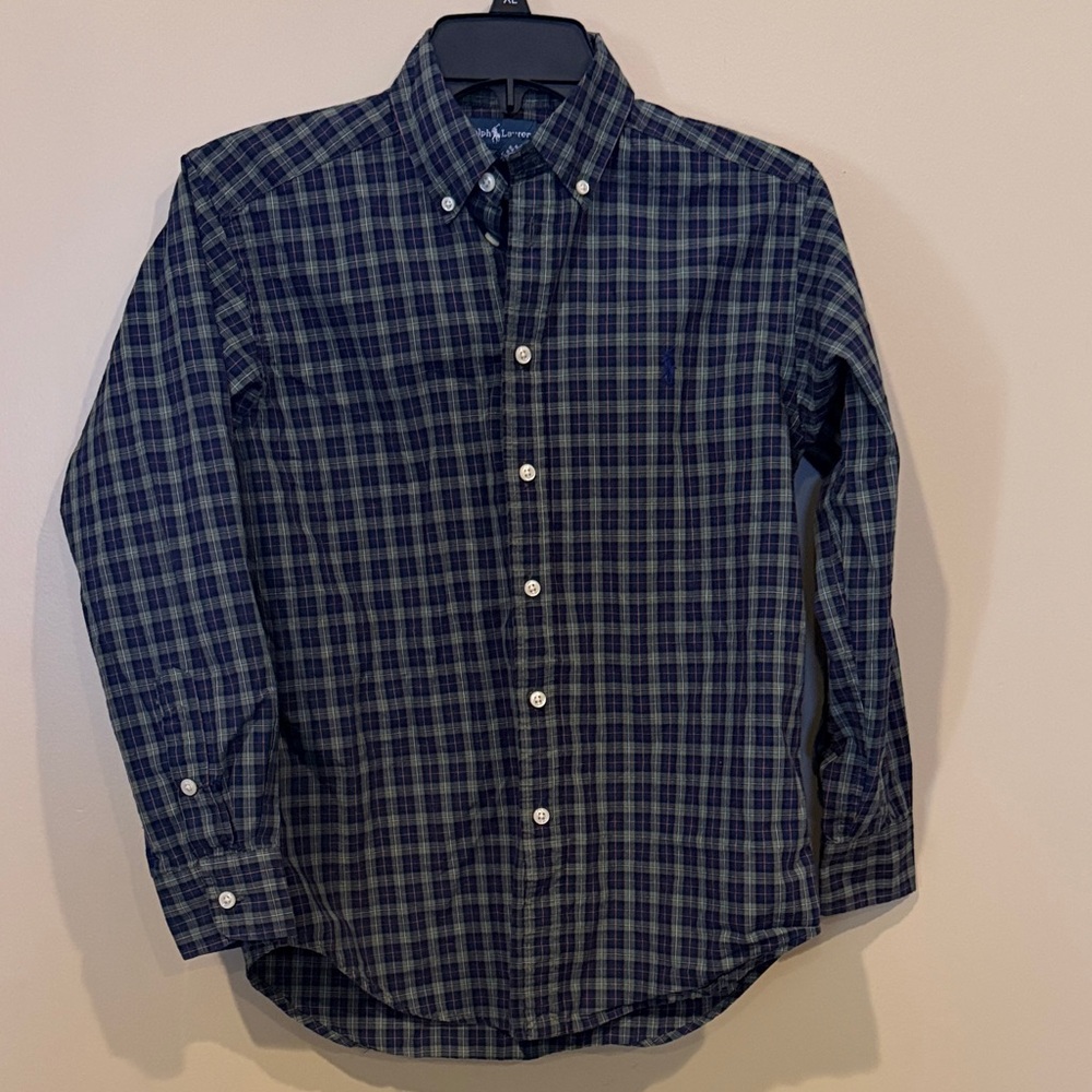 Ralph Lauren Navy and Green Checkered Shirt